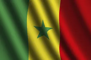 The Senegal flag flying in the wind