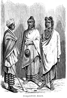 Three Senegambian women, traditional dress