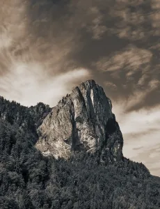 Sepia colours, dramatic cloud mood over the Drachenwand