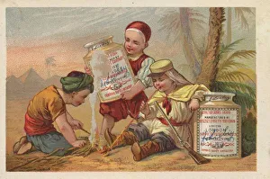 Series Genrebilder 1 (1873 to 1878) (Paris) Children in Egypt making a small campfire to warm a Liebig glass