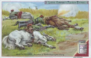 Series of manoeuvre pictures, Cossacks with their horses in defensive position