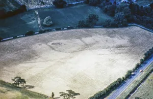 Series of oblique aerial photographs of Roman sites associated with Hadrian's Wall, circa 1970s Nether Denton from the south, Cumbria, England, UK