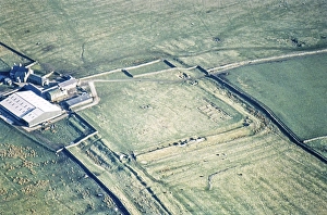 Series of oblique aerial photographs of sites associated with Hadrian's Wall, c. 1970s Roman fort Great Chesters, Northumberland, England, United Kingdom from the north-west