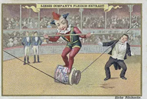 Series of pictures of children as artists in the circus
