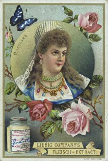 Series of pictures, woman in portrait with headdress