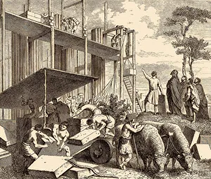 Servius Tullius building a temple to Diana on the Aventine Hill