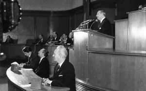 Session of the North Rhine-Westphalian Parliament in 1965 in Duesseldorf