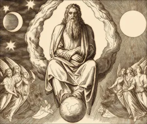 Seventh day, God rests, by Julius Schnorr von Carolsfeld