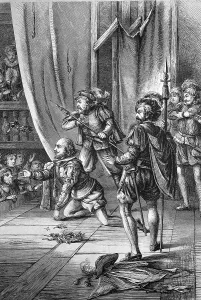 Shakespeare as an actor wearing chains