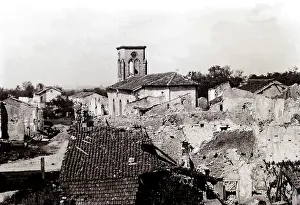 Shattered village in France. First World War