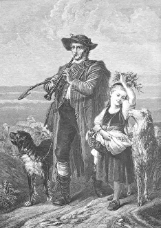The shepherd returns home with his daughter in the evening