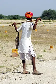 Category Historic EN Prints: Shepherd standing in field at pushkar