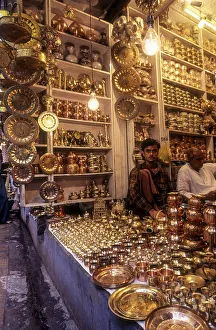 A shimmer of brass and copper gleaming Invitation to shop at Varanasi Benaras