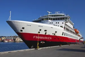 The ship Finnmarken, harbour, Varanger Peninsula