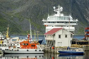 Ship MS Polarlys in the harbour of Honningsvag