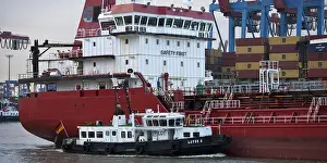 Ships at the Burchardkai container terminal in the Port of Hamburg