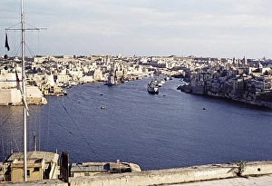Ships in the harbour of Valetta, Malta, Europe, 1960, Europe