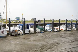 Ships and pleasure boats moored in Sielhafen am Wadden Sea