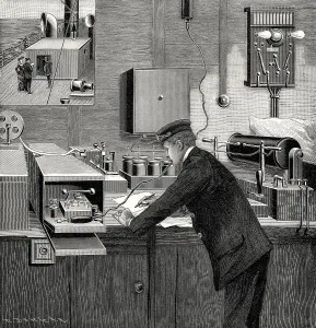 Ship's telegraph station for wireless telegraphy