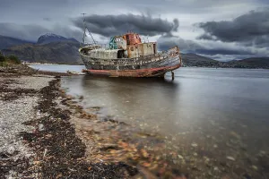 Category Mountain Landscapes Prints: Shipwreck, coast, sea, mountains