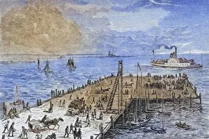 The shipyard on the island of Nantucket in Massachusetts in the 1870s
