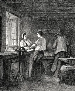 Shop of a locksmith, 19th century