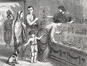A shop selling statues of domestic Lares