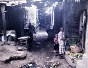Shops in a dark alley in Zebid, Zabid, Yemen 1998 UNESCO World Heritage Site