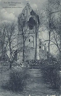 Shot-up church in Milken, from the siege of Loetzen