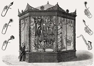 The showcase of Adolphe Sax, International Exhibition of 1862