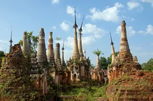 The Shwe Indein Pagoda is a collection of Buddhist stupas dating back to the 17th and 18th centuries CE