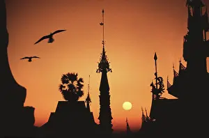 Shwedagon Pagoda, sunset, Rangoon