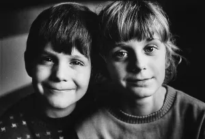 Siblings, boy and girl, about 13 and 11 years old