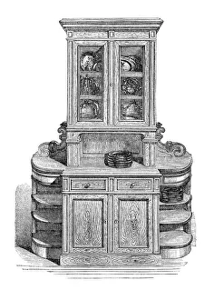 Sideboard for a dining room, historical illustration from: Marie Adenfeller