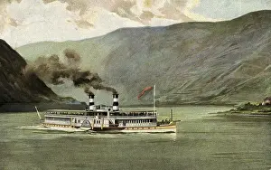 Sightseeing boat on the Rhine near Cologne