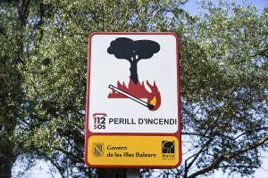 Sign Forest Fire Danger, Majorca, Spain, Europe