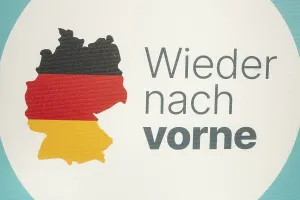 Sign Germany back to the front on an election poster of the CDU party for the Bundestag election 2025