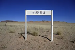 Sign at the old German railway station at Garub