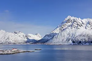 Sildpollnes Church by Austnesfjord on the Sildpollneset peninsula on Austvagoy Island