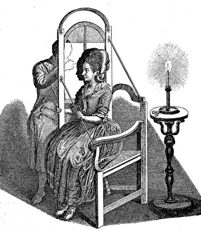 Silhouette machine with candle lighting and a woman as model
