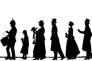 Silhouettes of rural figures around 1900