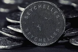 Silver Coin with Map of Seychelles