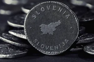 Silver Coin with Map of Slovenia