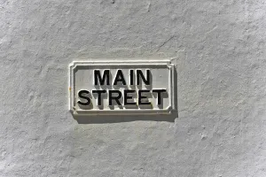 A simple street sign marks Main Street