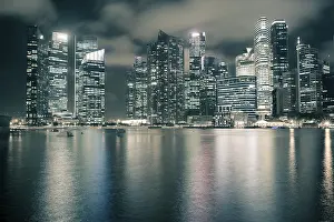 Singapore downtown skyline by night time
