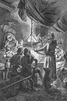 Singers of heroic songs at a meal