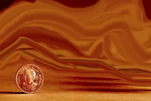 One single Indian currency one rupees coin and artistic background backside embossed Rajiv Gandhi 1944-1991