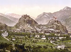 Sion, Gesamtansicht, Wallis, Schweiz / Sion