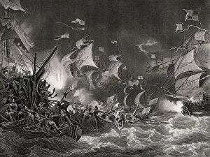 Sir Francis Drake attacking the Spanish Armada