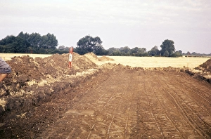 Site V after the upper strip, archaeological excavation site of Cambridge University called Great Shelford, Cambridgeshire, England, UK 1976